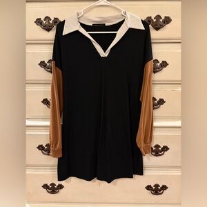 Comfy Black and Tan Mini Dress